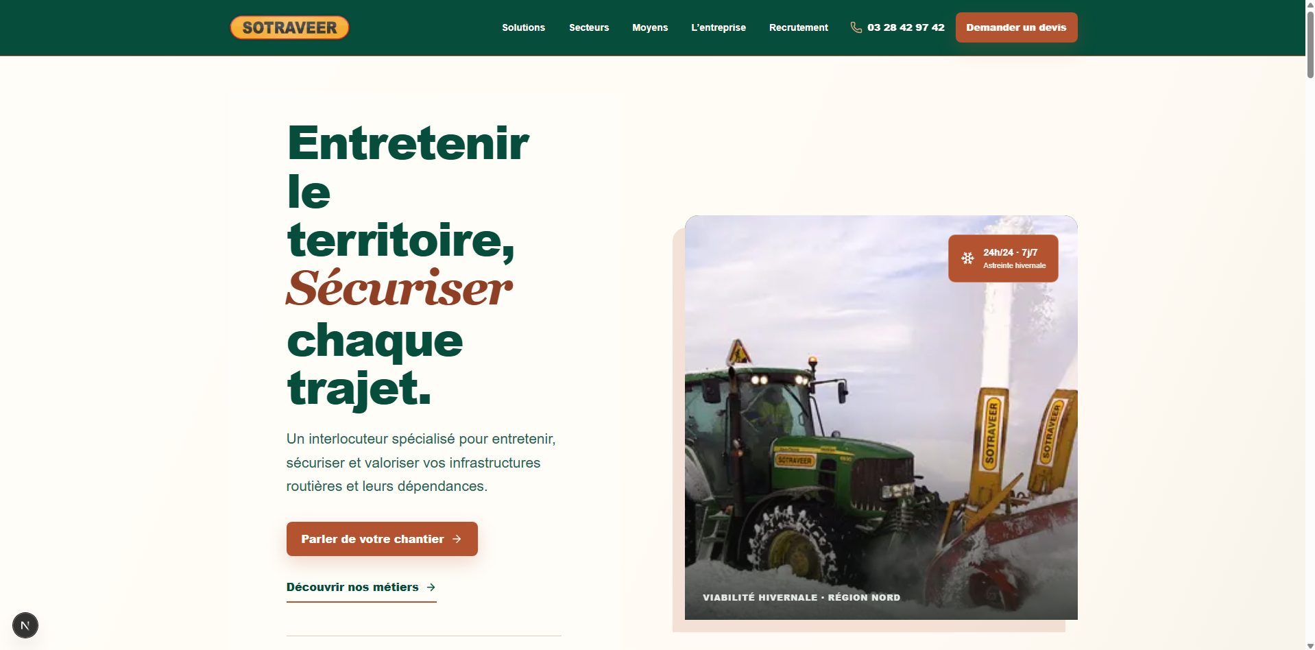 Capture du site vitrine Sotraveer